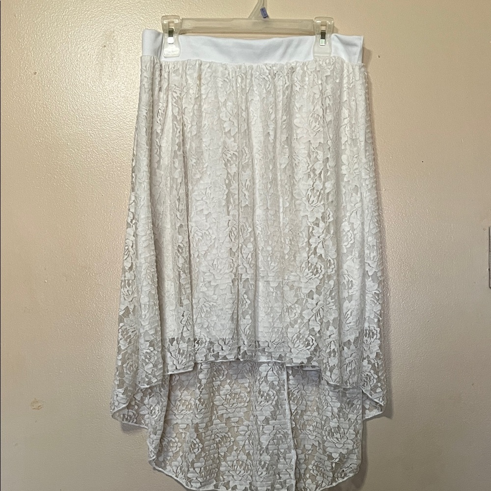 Blush Cream Lace High-Low Skirt